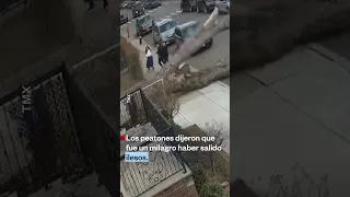 Tres personas se salvaron por segundos de ser aplastados por un árbol | Noticias Telemundo