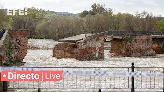 🔴📡 El Tajo derrumba parte del puente viejo de Talavera de la Reina