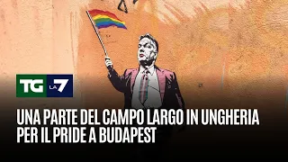 Una parte del campo largo in Ungheria per il pride a Budapest