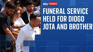 Liverpool players join mourners as Diogo Jota and his brother are buried in Portugal