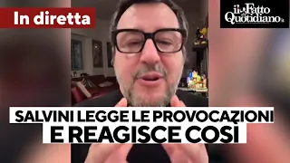 Salvini legge le provocazioni in diretta ma fa finta di non capire il gioco di parole