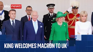 King Charles welcomes French President Emmanuel Macron to UK for state visit