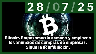 BITCOIN Bitcoin. Empezamos la semana y empiezan los anuncios de compras de empresas. Sigue la acumulación.