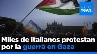 Miles de personas marchan en Roma para pedir el fin de la guerra entre Israel y Hamás en Gaza