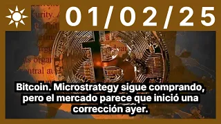 BITCOIN Bitcoin. Microstrategy sigue comprando, pero el mercado parece que inició una corrección ayer.