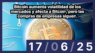 BITCOIN Bitcoin aumenta volatilidad de los mercados y afecta a Bitcoin, pero las compras de empresas siguen.