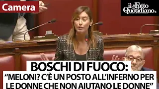 Boschi a Meloni in Aula: &quot;C&#39;è un posto all&#39;inferno per le donne che non aiutano le donne&quot;