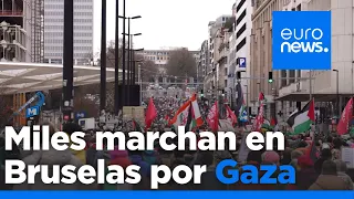 Miles de personas marchan por las calles de Bruselas exigiendo un alto el fuego permanente en Gaza