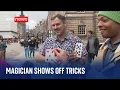 Edinburgh fringe: Magician Kevin Quantum shows off tricks on Sky News