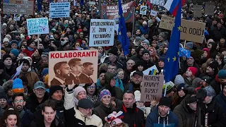 Thousands in Slovakia protest against what they say is PM Fico&#39;s pro-Russia stance