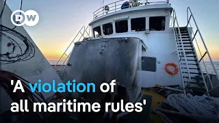 Aid ship bound for Gaza stranded at sea after drone attack | DW News