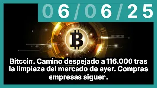 BITCOIN Bitcoin. Camino despejado a 116.000 tras la limpieza del mercado de ayer. Compras empresas siguen.