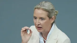 Protesters drown out live interview with far-right AfD party leader Alice Weidel