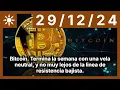 Bitcoin. Termina la semana con una vela neutral, y no muy lejos de la linea de resistencia bajista.