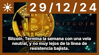 BITCOIN Bitcoin. Termina la semana con una vela neutral, y no muy lejos de la linea de resistencia bajista.