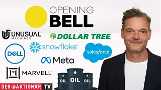 NASDAQ100 INDEX Öl WTI, Nasdaq 100, Snowflake, Marvell, Meta, Salesforce, Dell, Dollar Tree, Unusual Machines