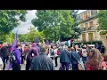 Protesters in Budapest demonstrate against 'Transparency Bill' with banner and red paint