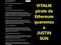 #vitalikbuterin vete de #ethereum queremos a @justinsuntron 👉 Queremos que suba el precio de #eth