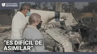 EATON CORP. Pareja hispana rompe en llanto al ver que perdió todo en el incendio Eaton: “Es difícil de asimilar”