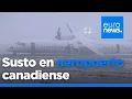 Susto en un aeropuerto canadiense: parte de un avión se incendia tras un accidentado aterrizaje