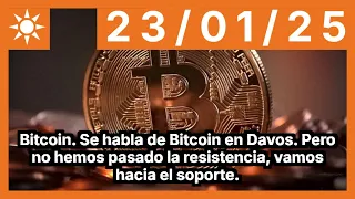 BITCOIN Bitcoin. Se habla de Bitcoin en Davos. Pero no hemos pasado la resistencia, vamos hacia el soporte.