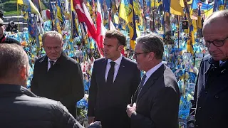 European leaders arrive in Ukraine to push for 30-day ceasefire