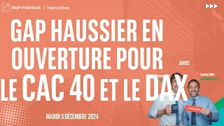 CAC40 INDEX Gap haussier en ouverture pour le CAC40 et le DAX  - 100% Marchés - matin - 03/12/2024