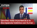 Sánchez resta importancia a la "discrepancia histórica" con Sumar sobre gasto en defensa