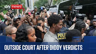 Outside court after Diddy found guilty on two counts but cleared of most serious charges