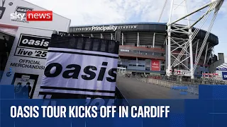 OASIS As close as you can get without having a ticket! Oasis fans arrive for first reunion tour date