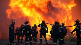 Incendie à Chios : bataille titanesque des forces de lutte contre l&#39;incendie
