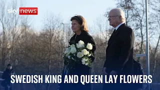 MASS Sweden&#39;s King and Queen visit site of mass shooting