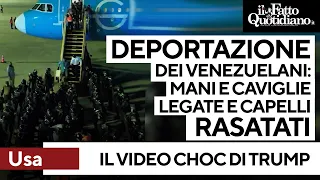 Trump e il video choc della deportazione di venezuelani: mani e caviglie incatenate e capelli rasati